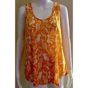 H&M Conscious | Women's Tropical Bird Print Allover Sleeveless Tank Top | Medium